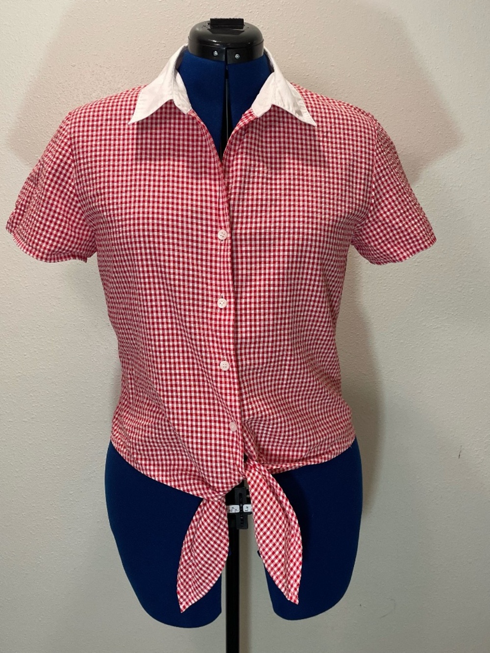 Josephine Chaus Sport Red and White Checked Shirt - Size: 12